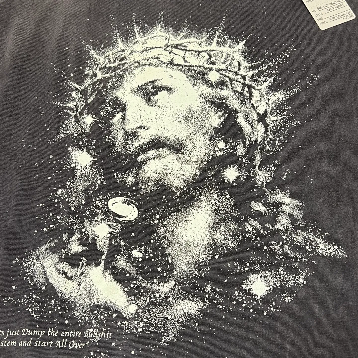 SAINT Mxxxxxx SS TEE/JESUS/BLK Luminous thorn Jesus, washed black S-XL, ready-to-wear vulcanized parts dyeing, heavy washing water spray fading, simulating natural fading texture, creating new vintage effect on the ceiling, environmentally friendly luminous paste imported from Japan, significant luminous effect, tube-woven OE yarn fabric, correct accessories, top purchasing agent level
